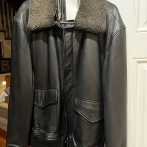 Classic Leather Jacket with lambs wool collar (NEW)